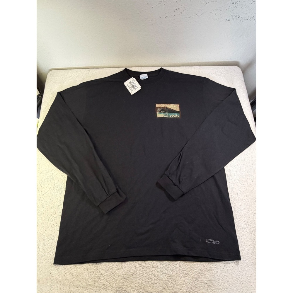 Crazy Shirts Mens Medium Diamond Head Hawaii Postal Long Sleeve T-Shirt Black